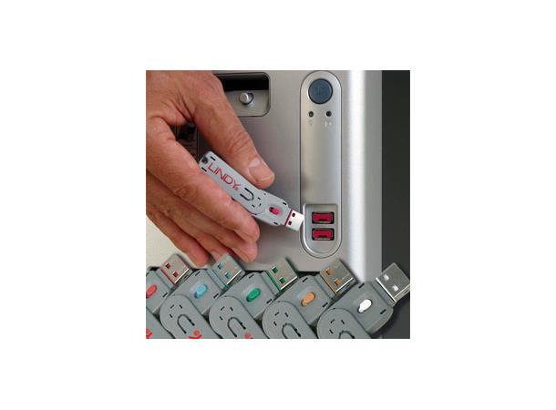 Lindy USB Port Blocker KIT White Nøkkel og 4 låser